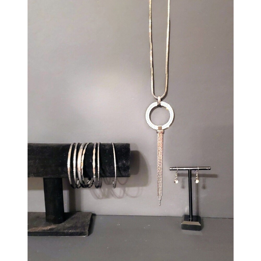 CURATED Y2K 9-PC GUNMETAL STATEMENT SET SOFT GRUNGE MODERN PUNK